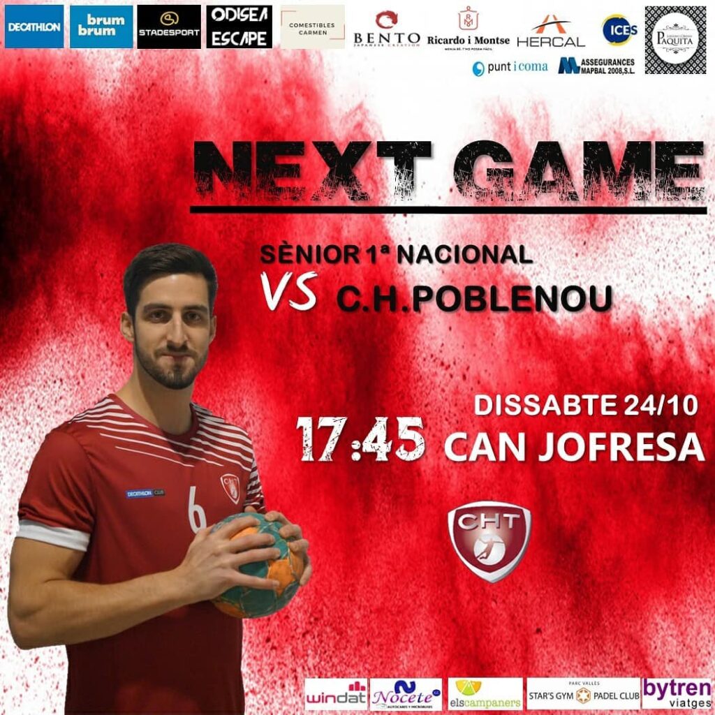 4ª Jornada 1ª Nacional HANDBOL TERRASSA - CLUB HANDBOL POBLENOU Senior Masculino Grupo "D " JORNADA 4 (25-10-2020)